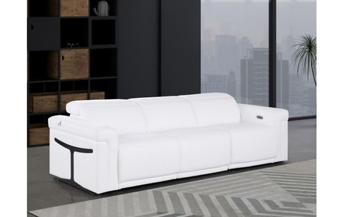 1126 Divanitalia White Top Grain Italian Leather Power Reclining Sofa With Dual Recliners And ... for Unveiling the Luxury of the Antonio Italian Leather Power Reclining Sofa with Headrests
